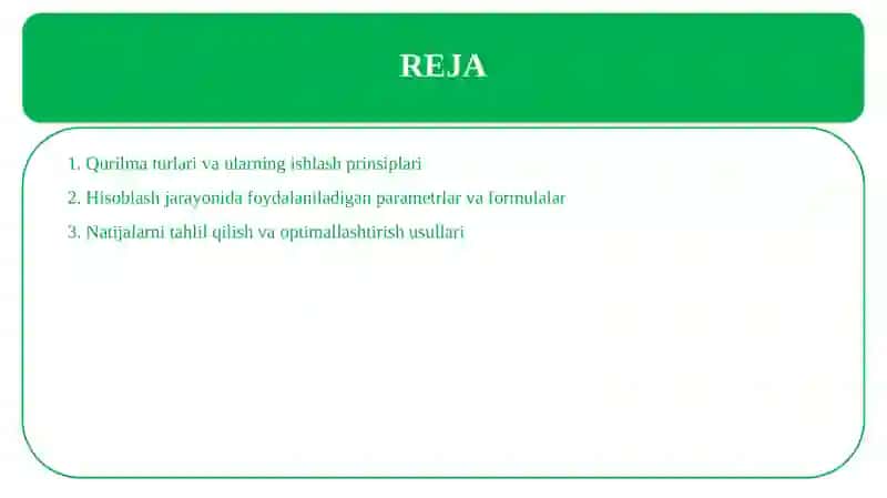 Bug'latish qurilmalarini hisoblash usullari 2