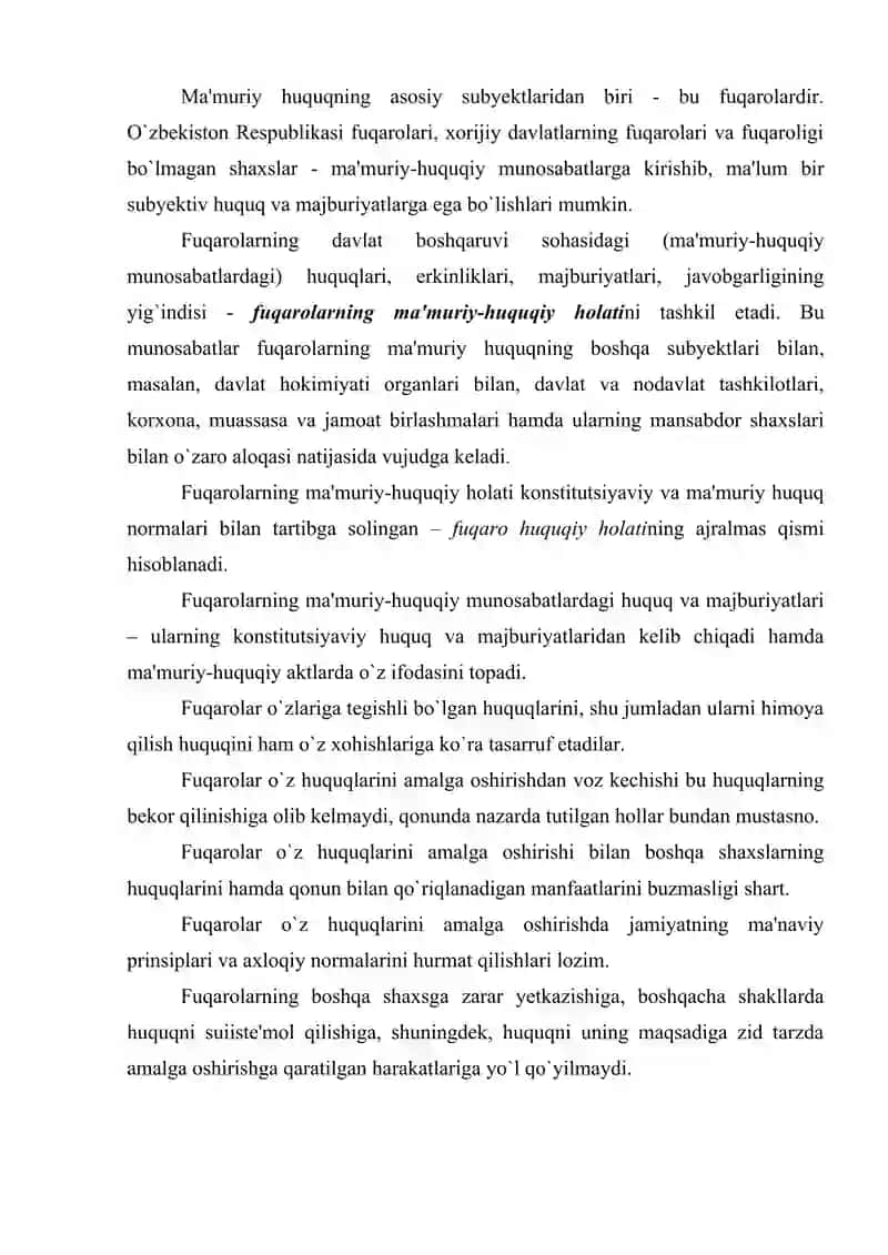 Fuqarolarning ma'muriy-huquqiy holati 2