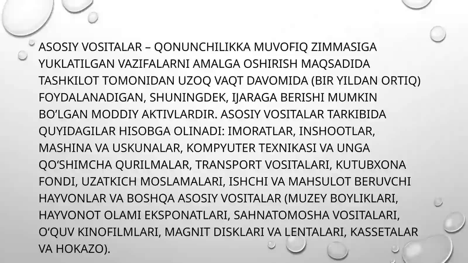 ASOSIY VOSITALARNI KIRIMINI HISOBGA OLISH 2
