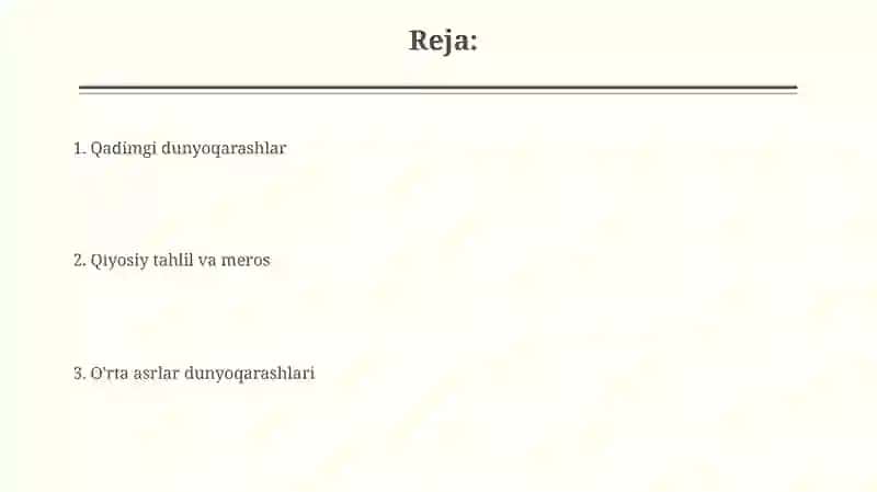 Qadimgi va oʻrta asr qarashlari 2