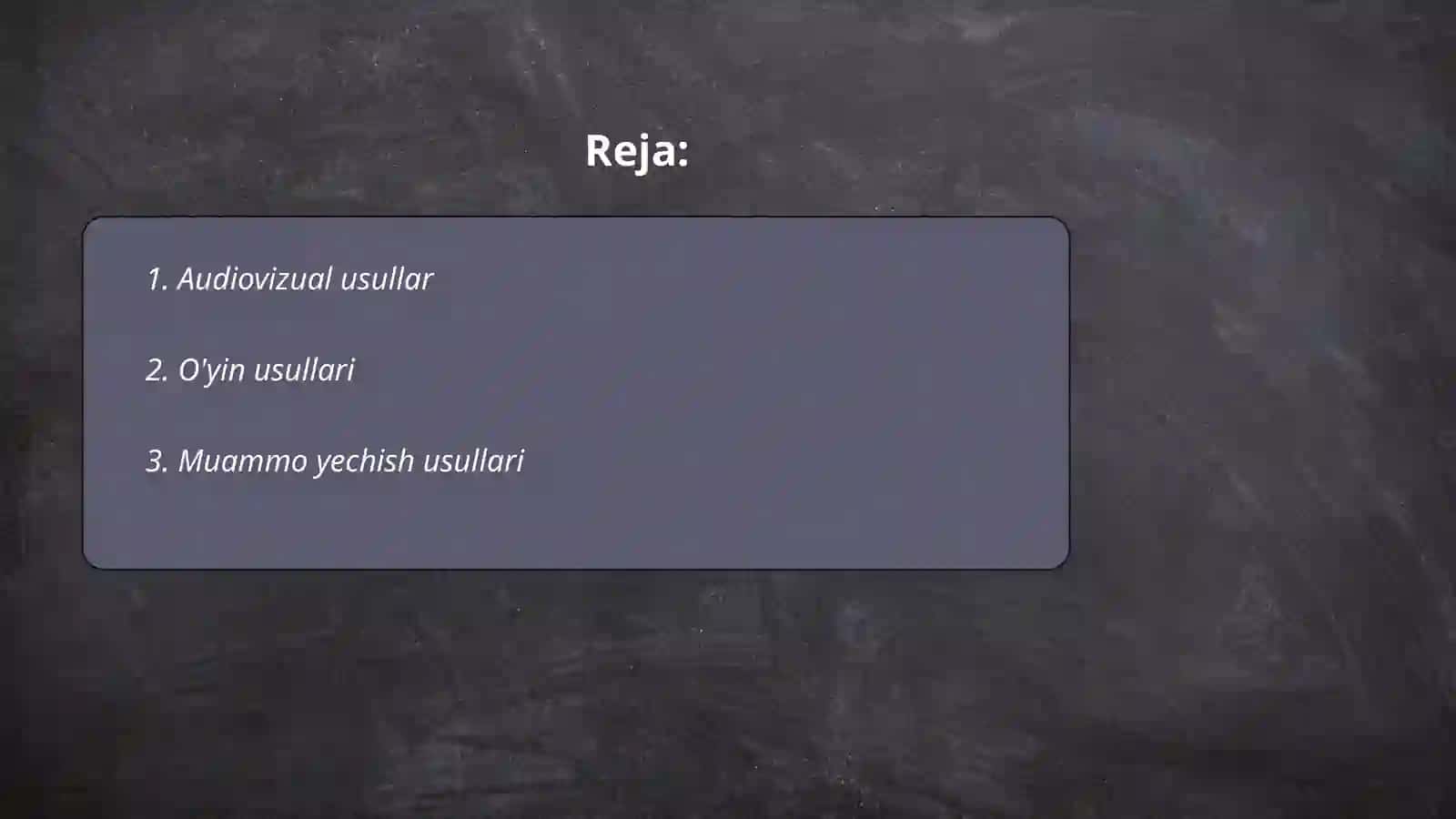 Ta'limni tashkil etishning yordamchi metodlari 2