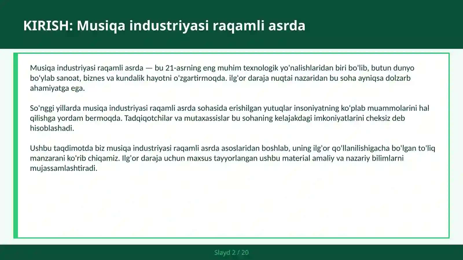 MUSIQA INDUSTRIYASI RAQAMLI ASRDA 2