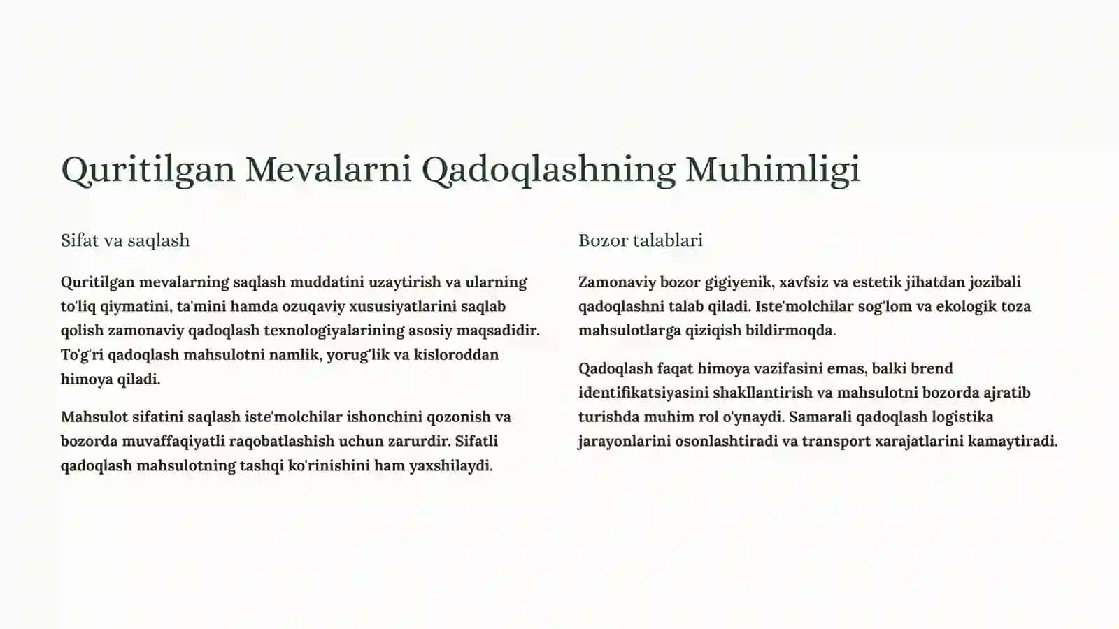 Zamonaviy Quritilgan Mevalarni Qadoqlash Usullari 2