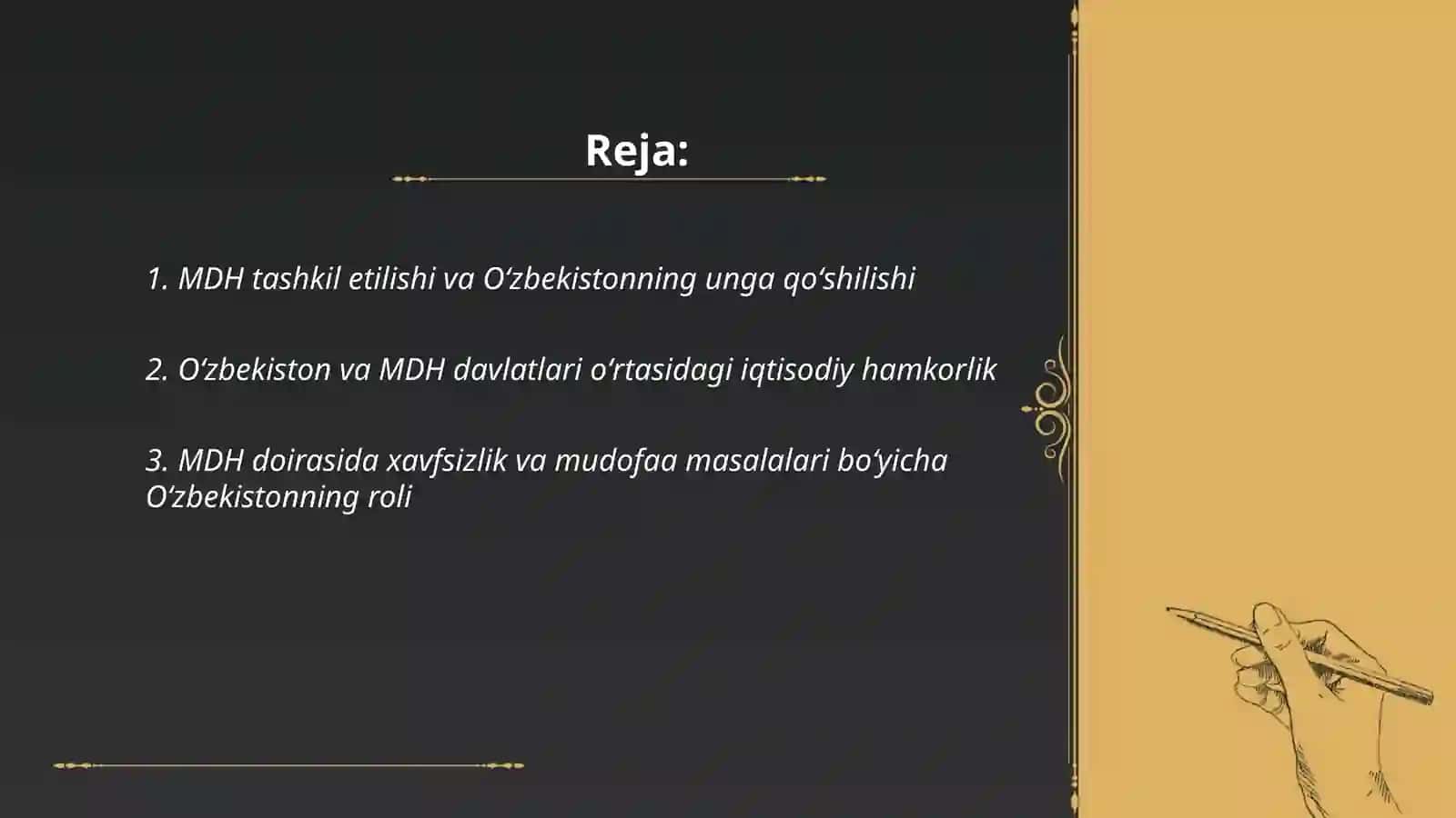 Oʻzbekiston Respublikasining MDH bilan hamkorlik aloqalari 2