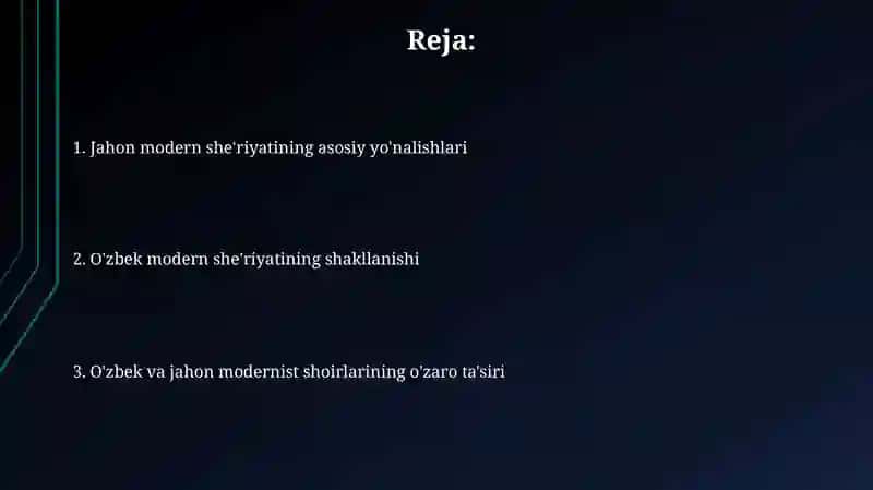 O‘zbek va jahon modernism she’riyati 2