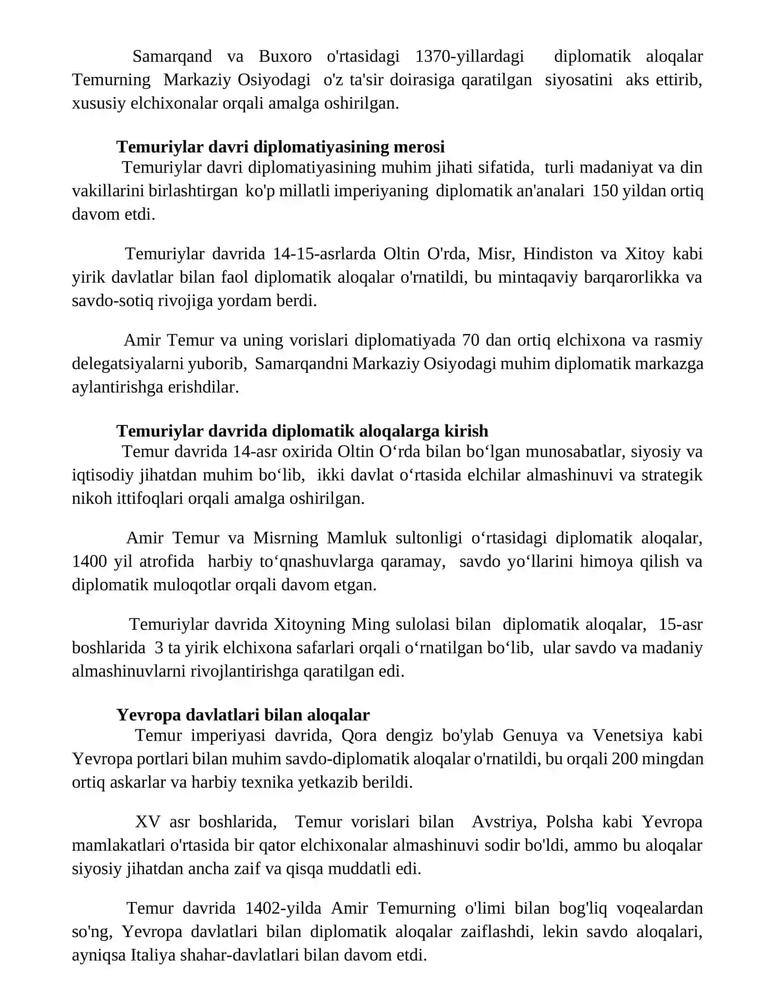 Temuriylar davrida elchilik aloqalari 2