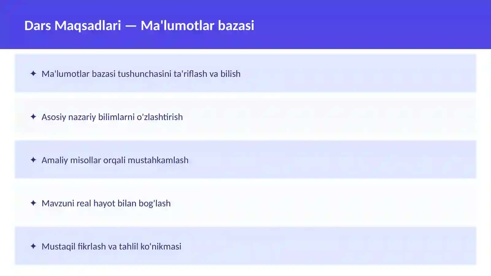 O'qituvchilar va talabalar uchun dars ishlanma 2
