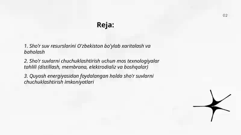 Sho'r suvlarni chuchuklashtirish g'oyasi 2