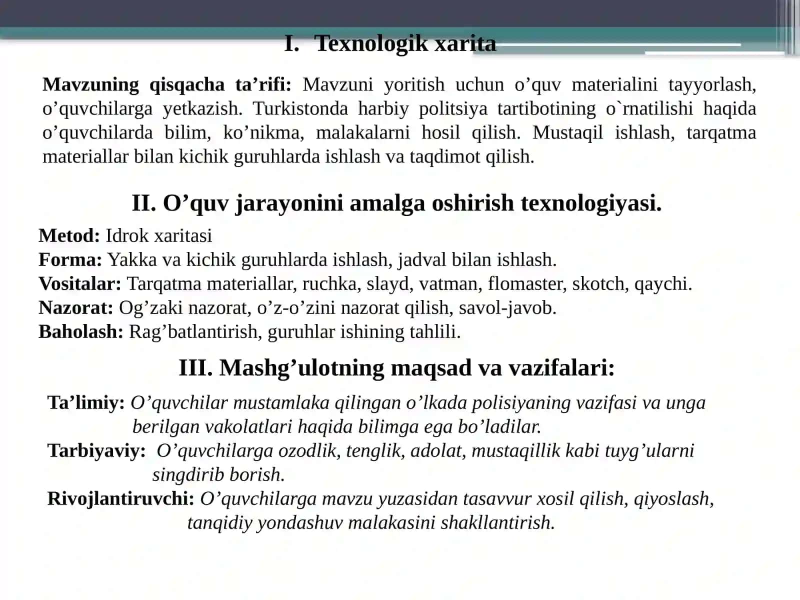 Turkiston Harbiy politsiya tartibotining o`rnatilishi 2