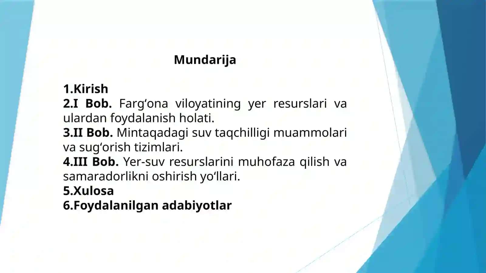“Fargʻonada yer suv masalalari” 2