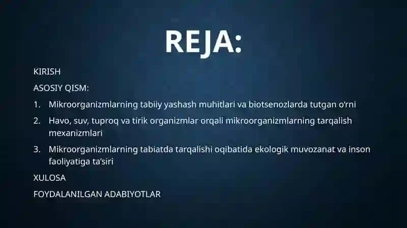 Mikroorganizmlarning tabiat datarqalishi 2