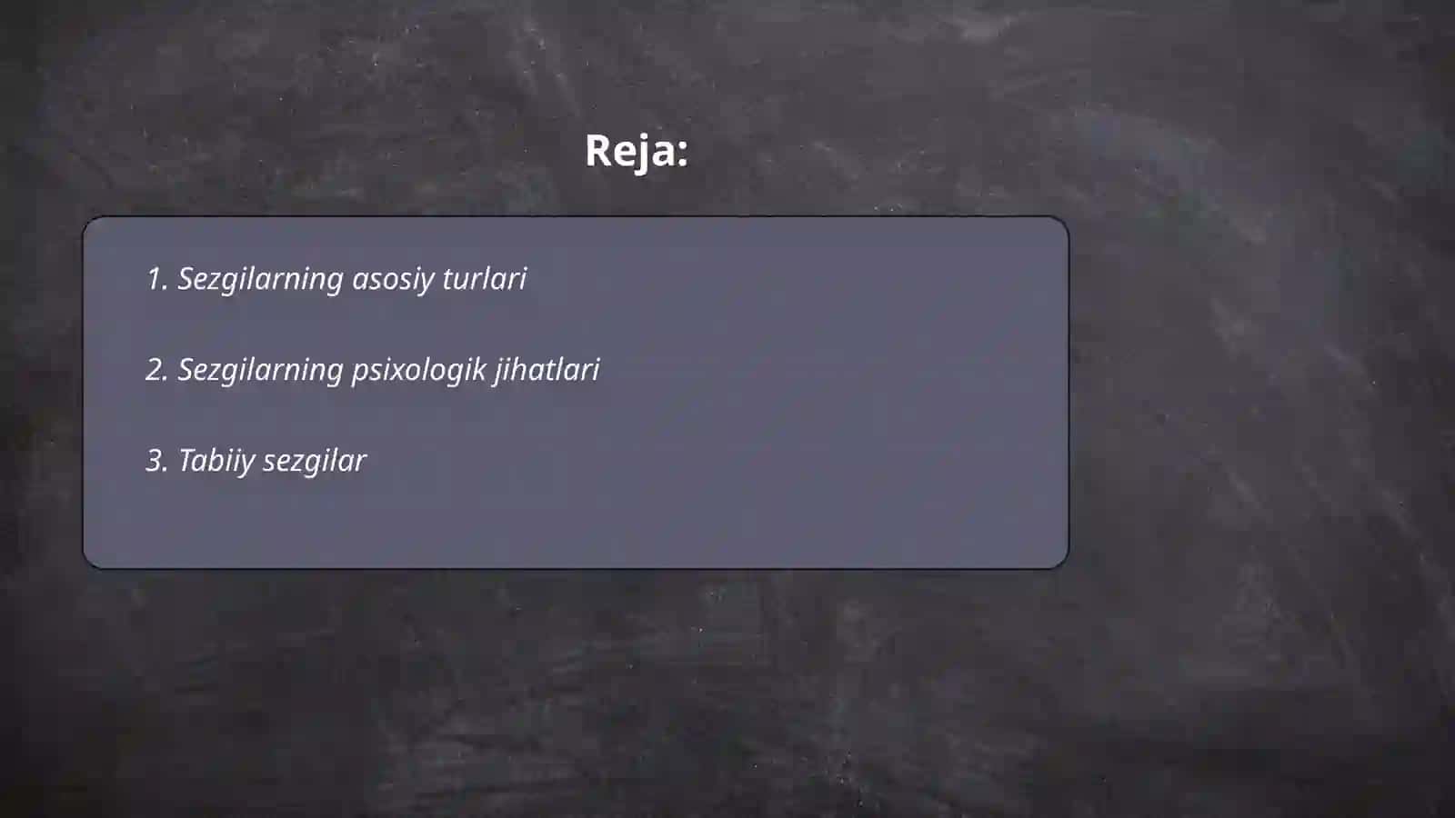 Sezgilarning klassifikatsiyasi 2