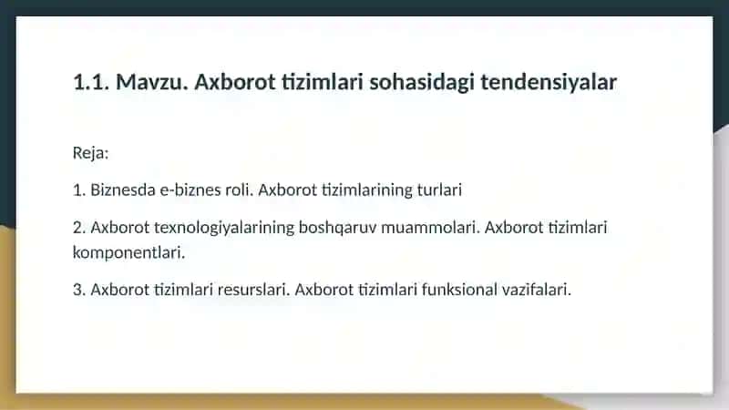 Axborot tizimlari sohasidagi tendensiyalar 2
