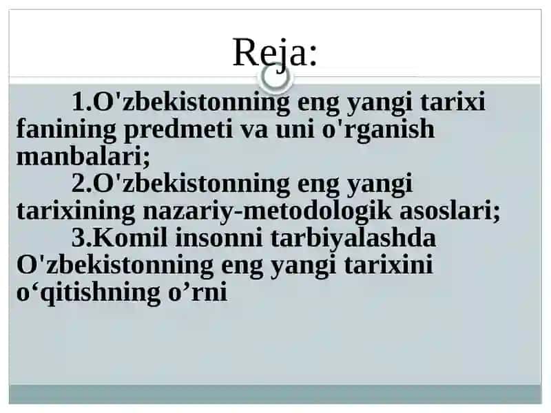 O'zbekistonning eng yangi tarixi MODULi 2