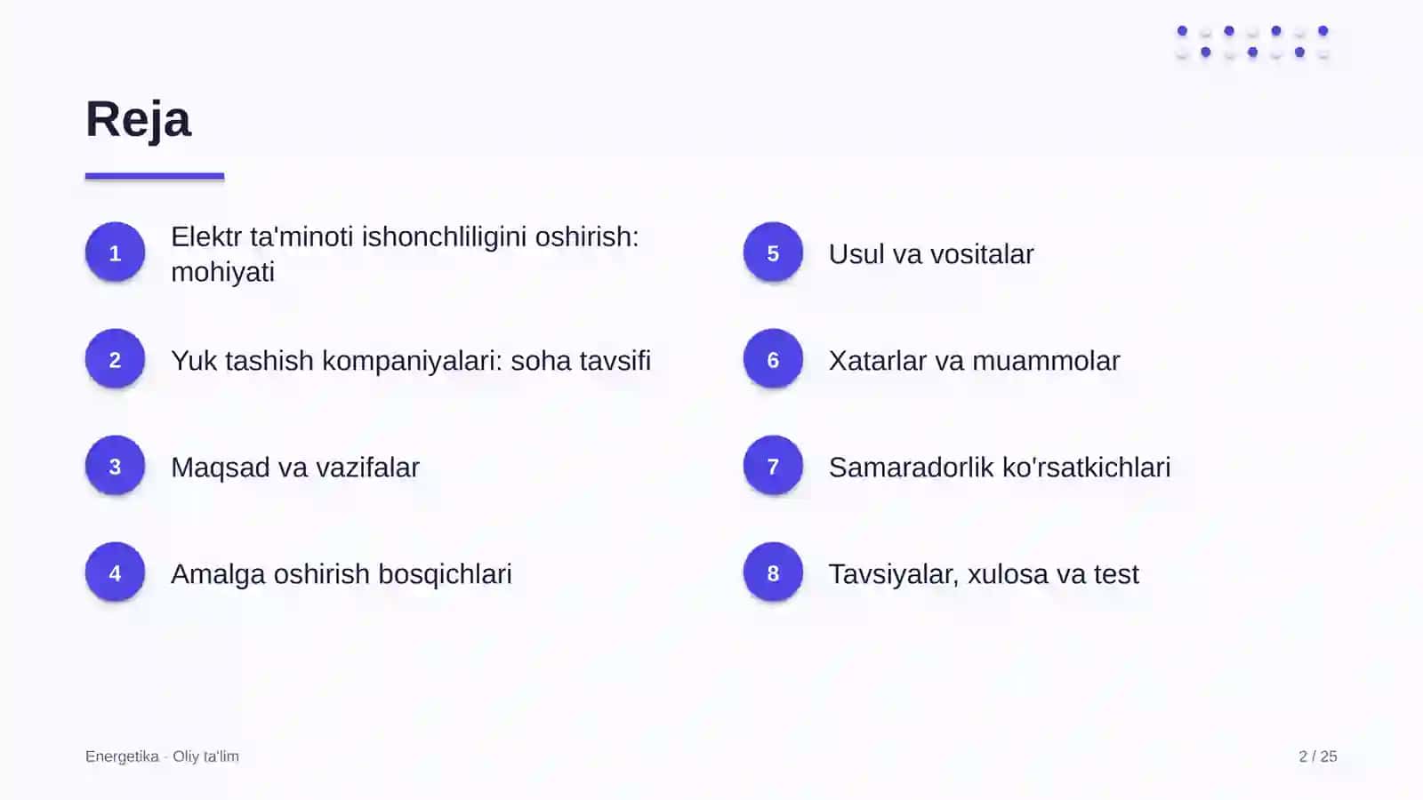 Yuk tashish kompaniyalarida elektr ta'minoti ishonchliligini oshirish 2