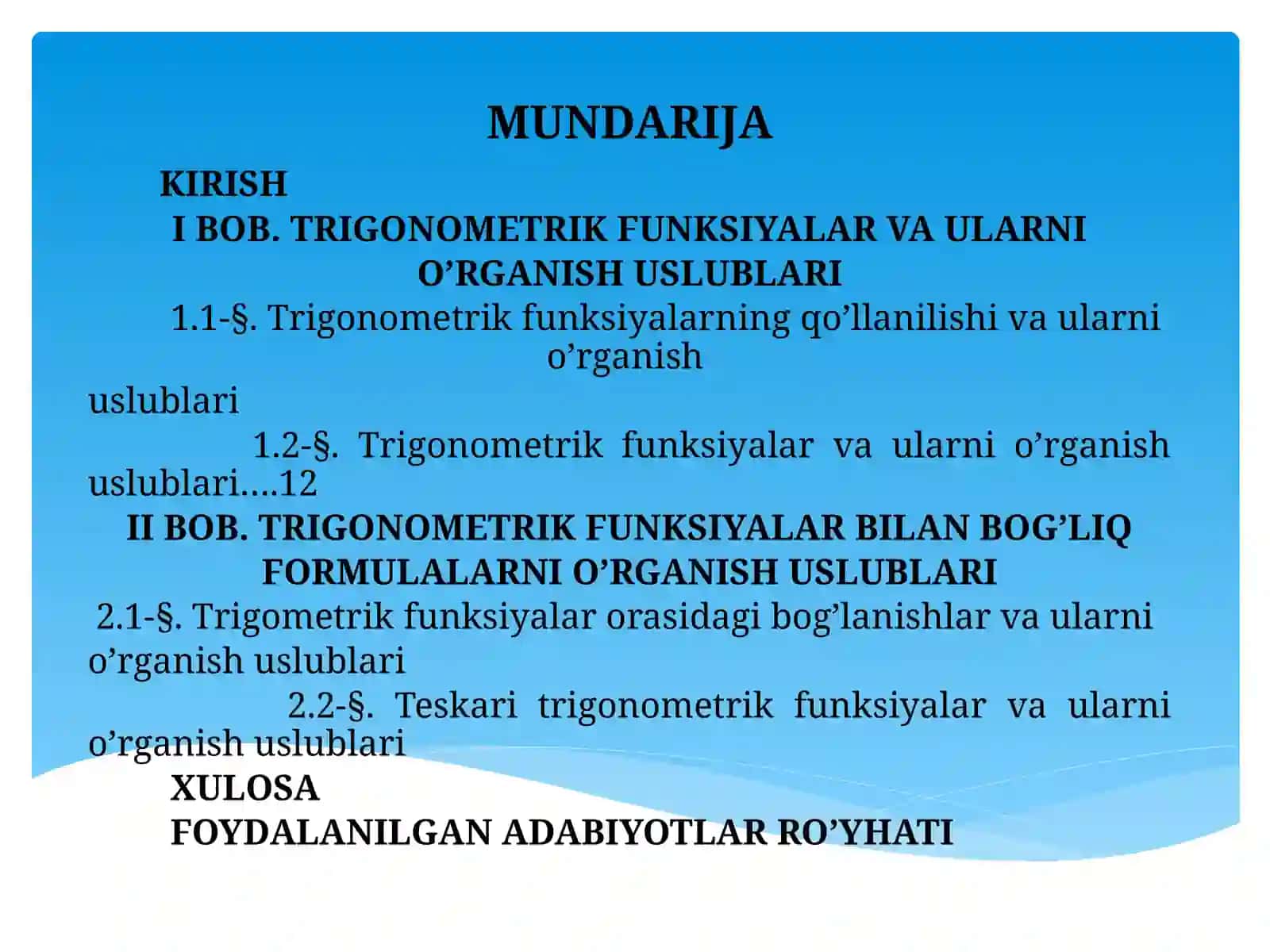 TRIGONOMETRIK TENGLAMALARNI O’RGANISH USLUBLARI 2
