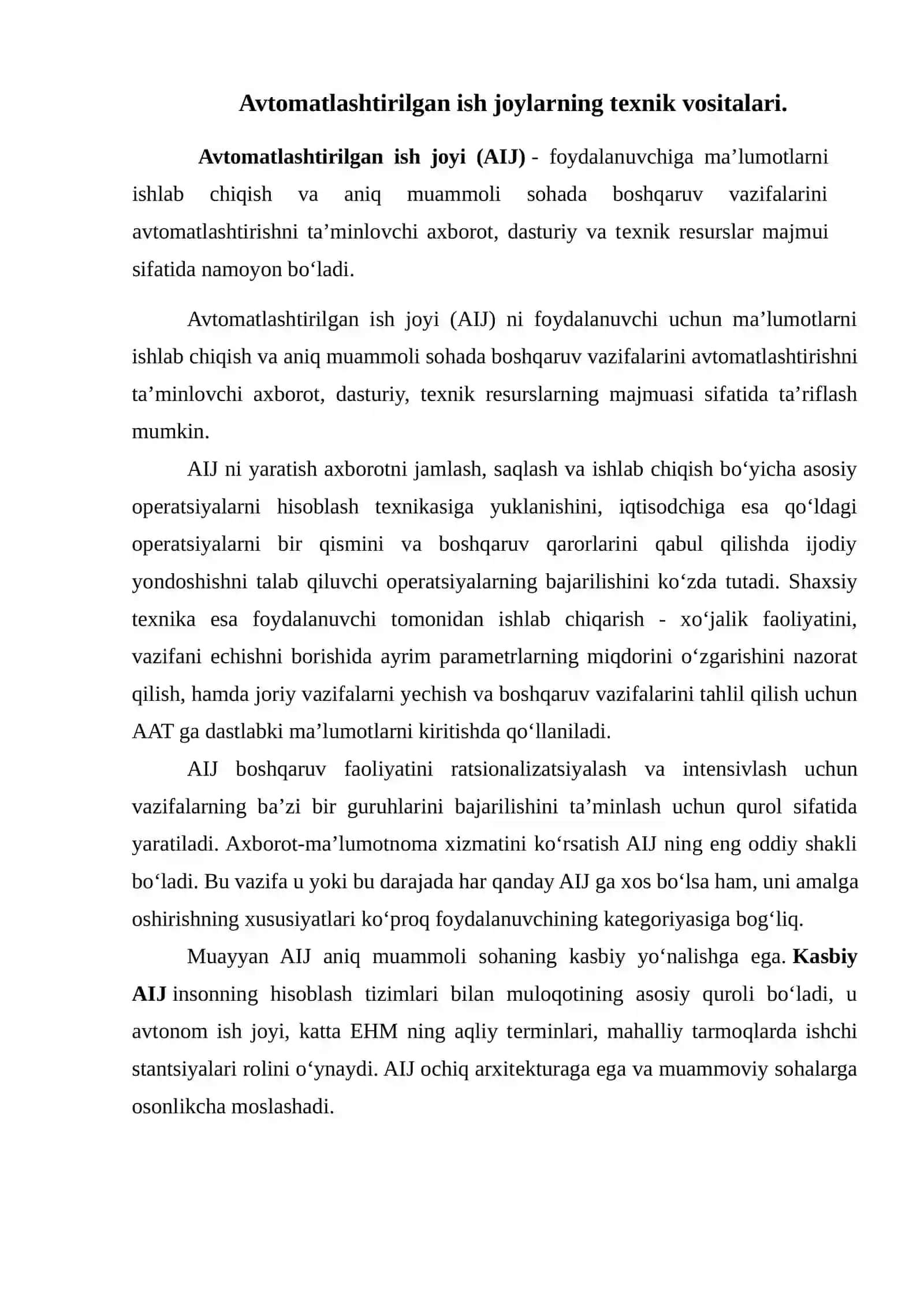 Avtomatlashtirilgan ish joylarning texnik vositalari 2