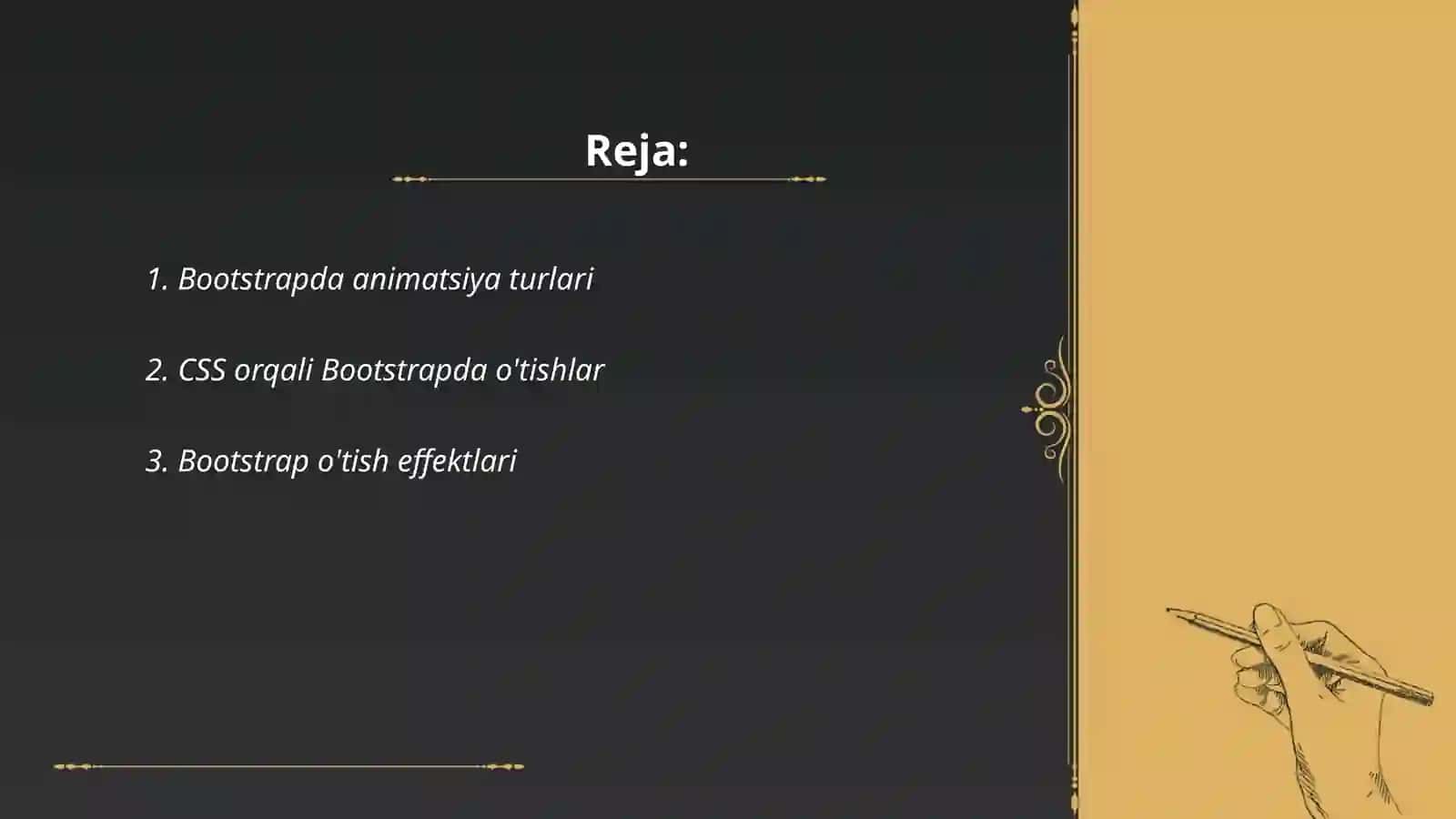 Bootstrap animatsiyalari va o'tishlari haqida ma'lumot 2