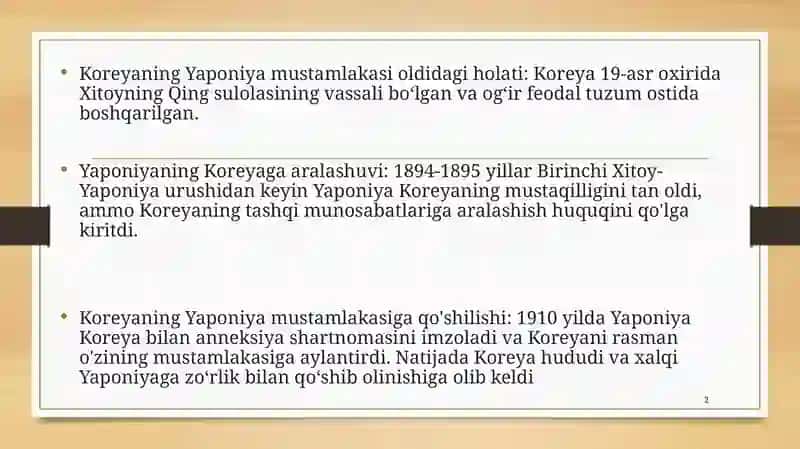 Koreya Yaponiya Mustamlakasiga Aylanishi 2