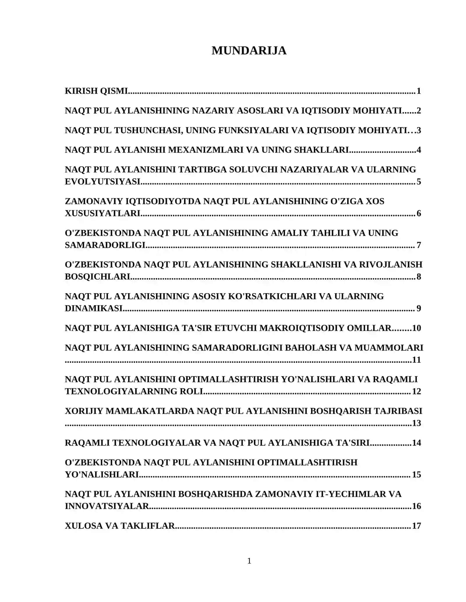 Naqt pul aylanishi va uning xususiyatlari 2