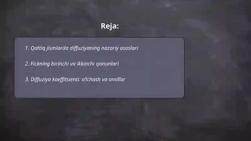 Qattiq jismlarda diffuziyaning nazariy asoslari 2