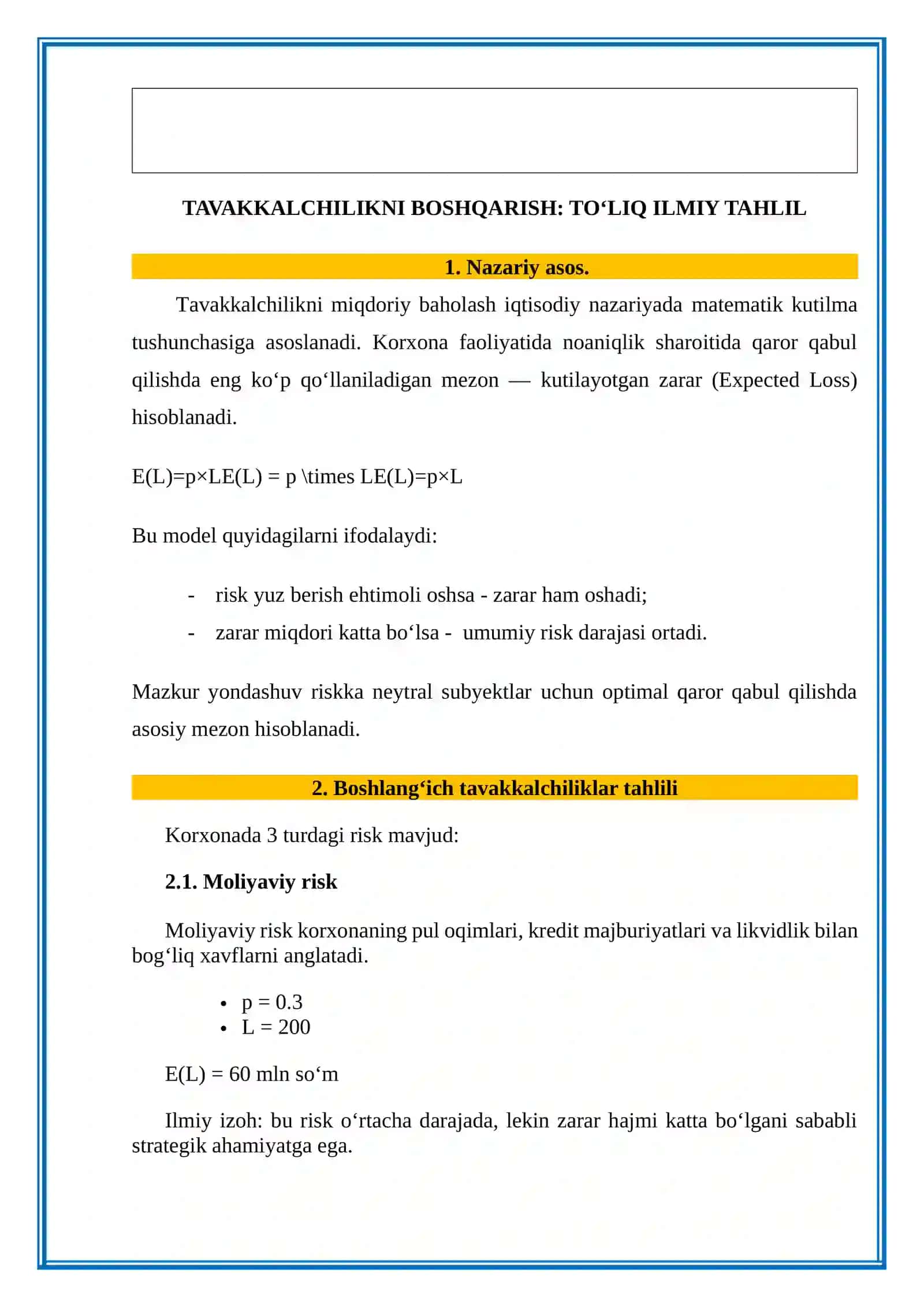 TAVAKKALCHILIKNI BOSHQARISH: TO‘LIQ ILMIY TAHLIL 2