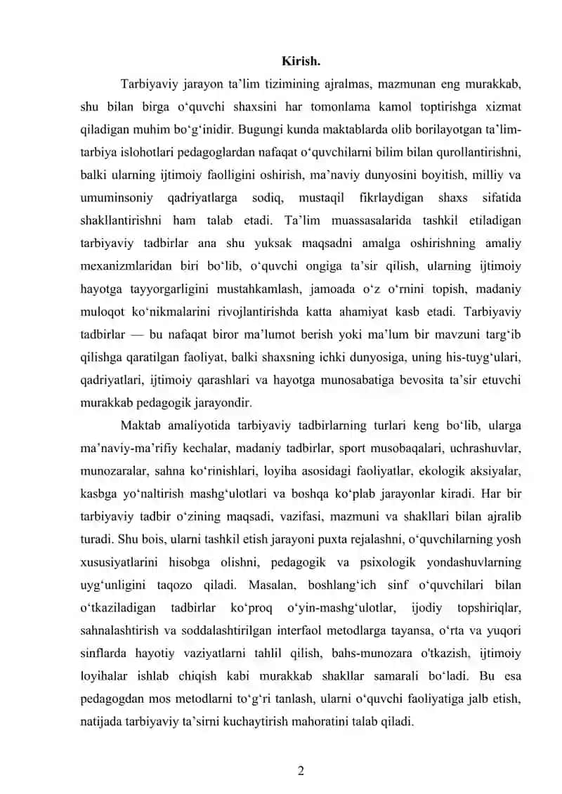 TARBIYAVIY TADBIRLARNI TASHKIL ETISH USULLARI 2