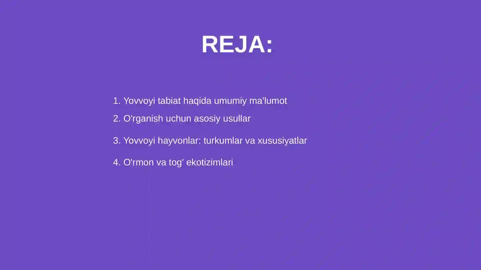 Yovvoyi tabiatni o'rganish 2