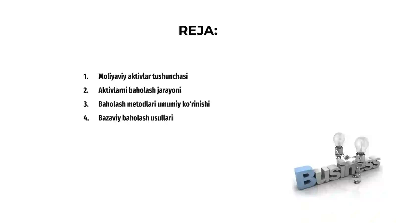 Moliyaviy aktivlarni baholash xususiyatlari 2