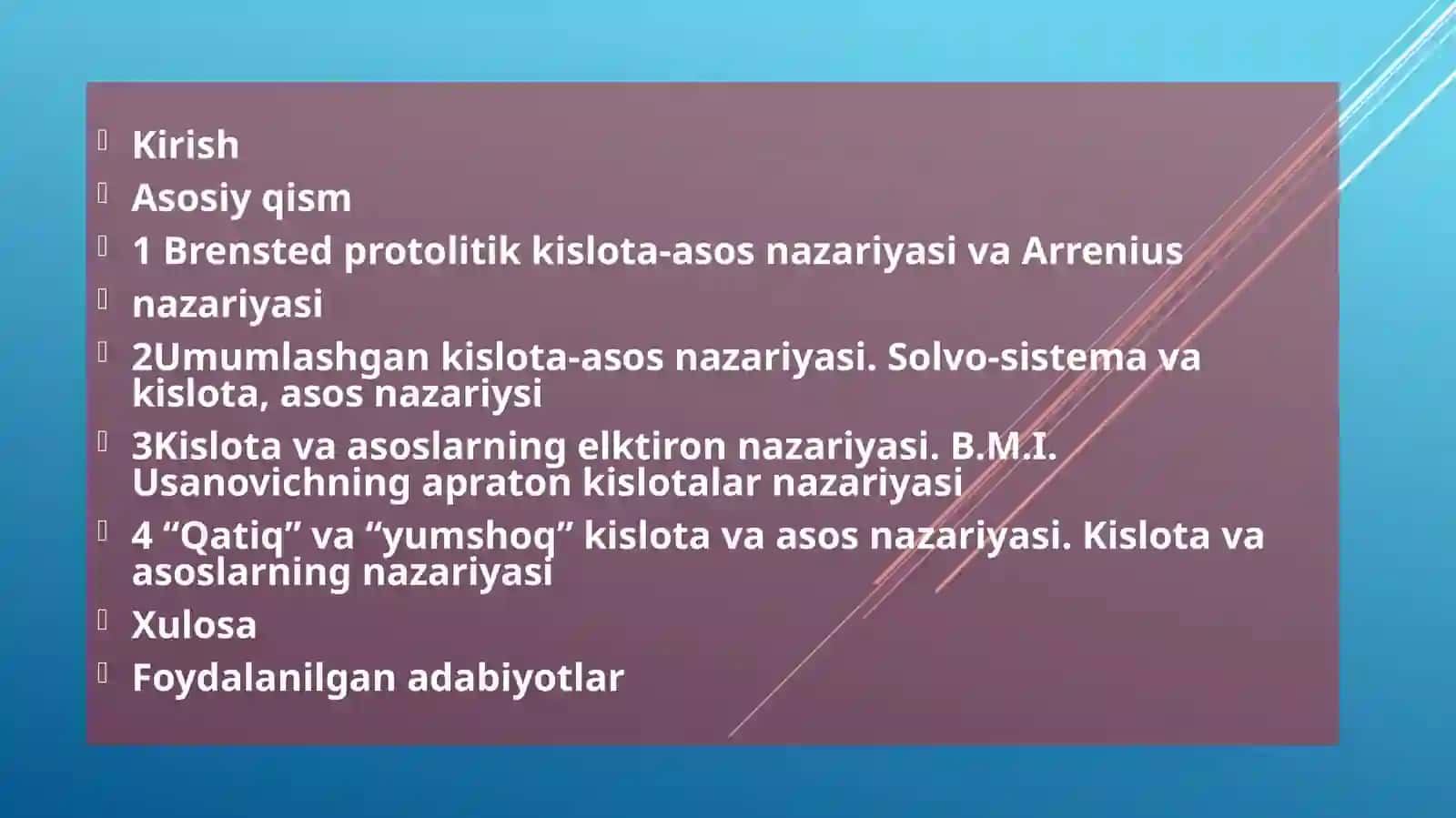 KISLOTAVA ASOS NAZARIYASI 2