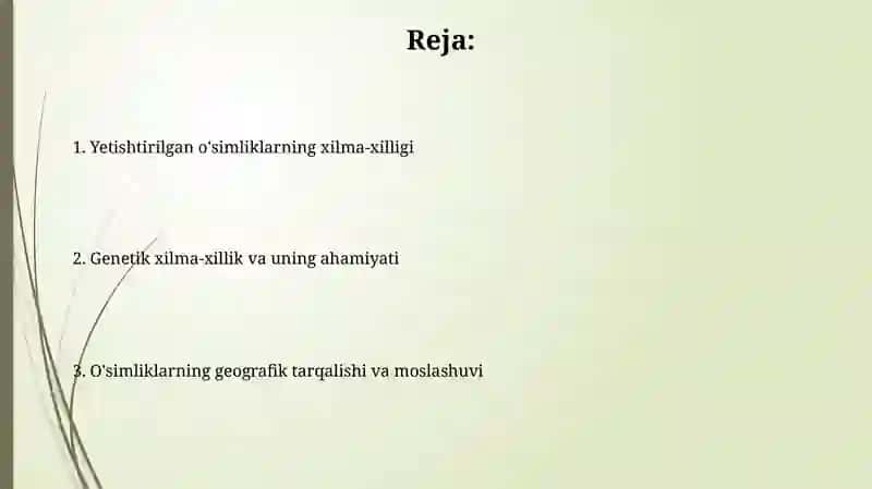 Yetishtirilgan o'simliklarning xilma-xilligi 2