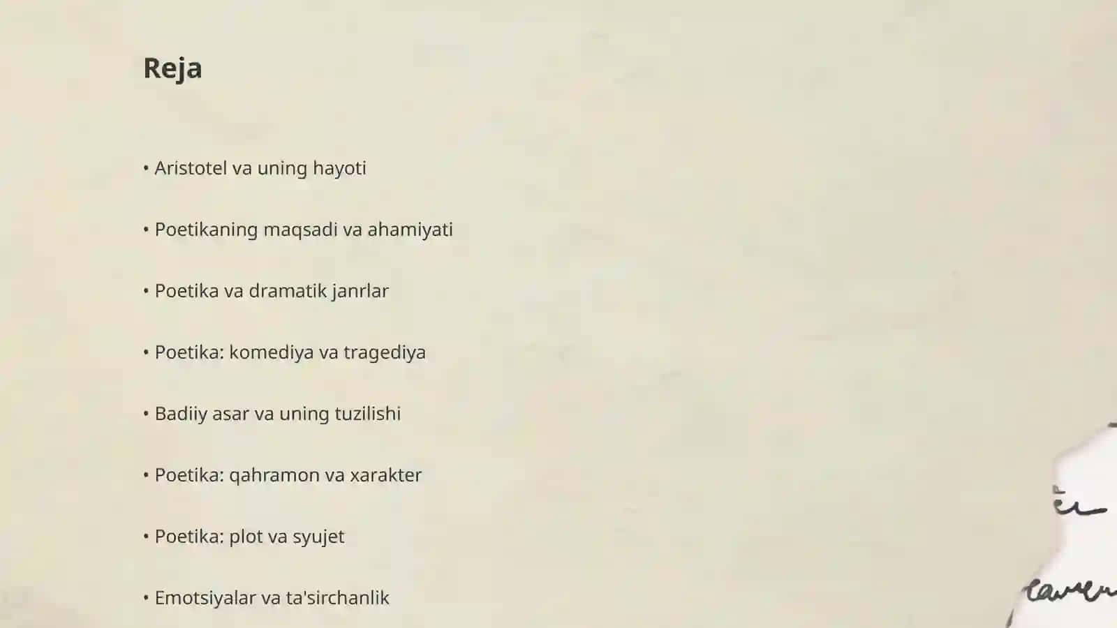 Aristotelning "Poetika" asari haqida 2