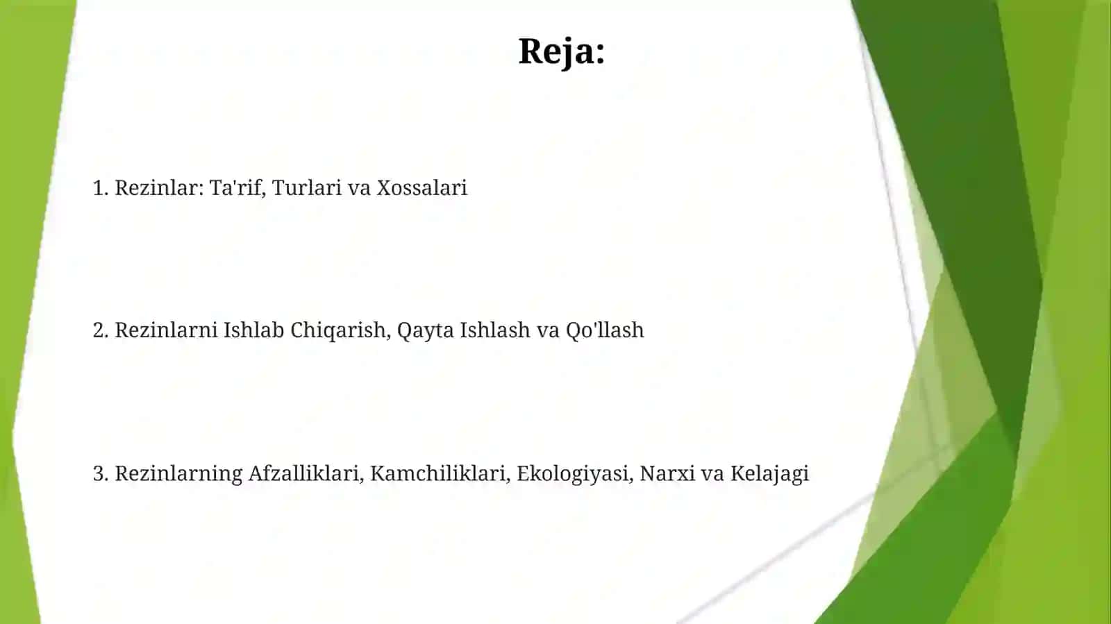 Rezinlar haqida umumiy ma'lumotlar 2