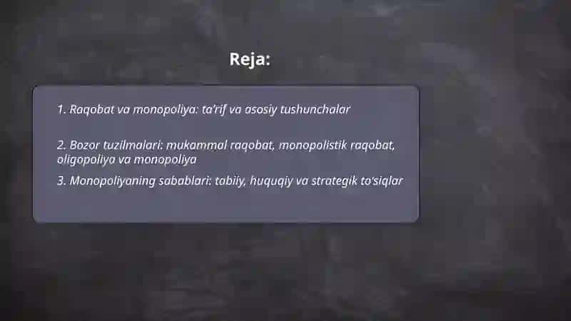 Raqobat va Manapoliya 2