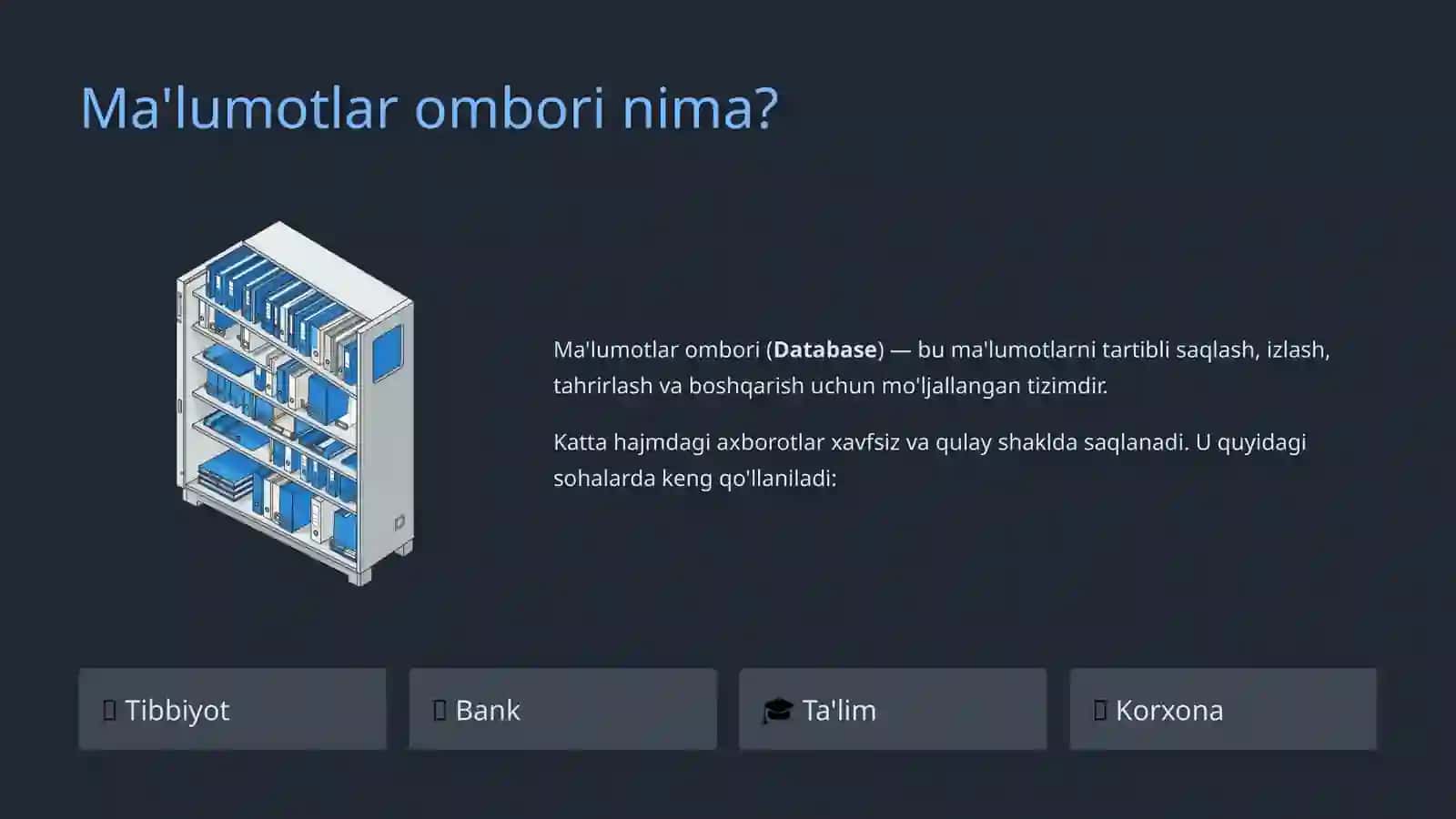 Ma'lumotlar Omborlari 2