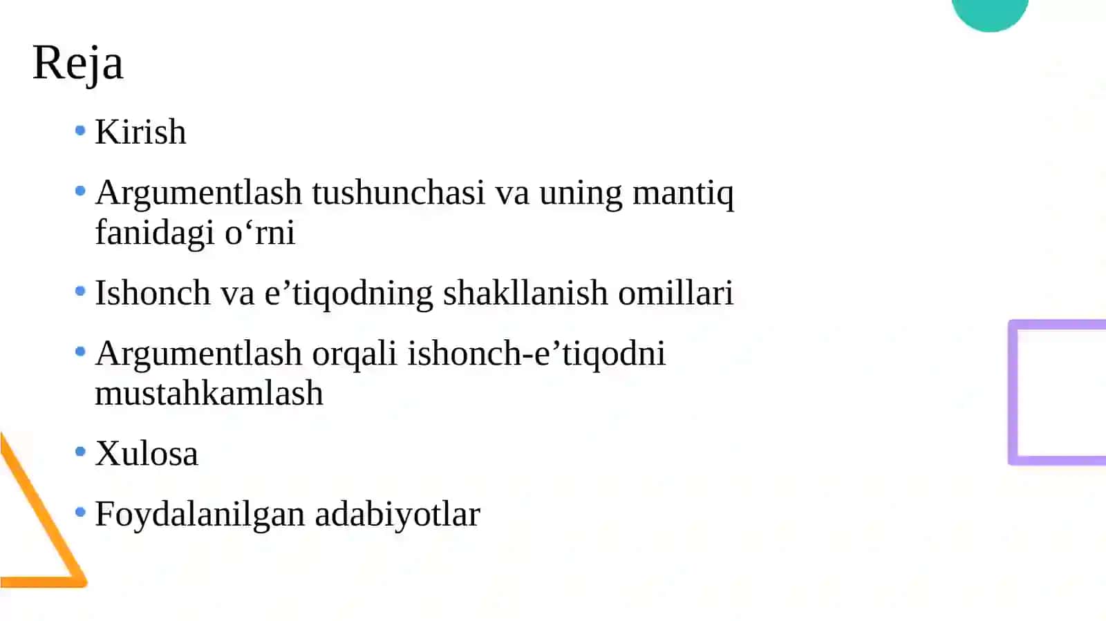 Argumentlash va ishonch-e’tiqodning shakllanishi 2