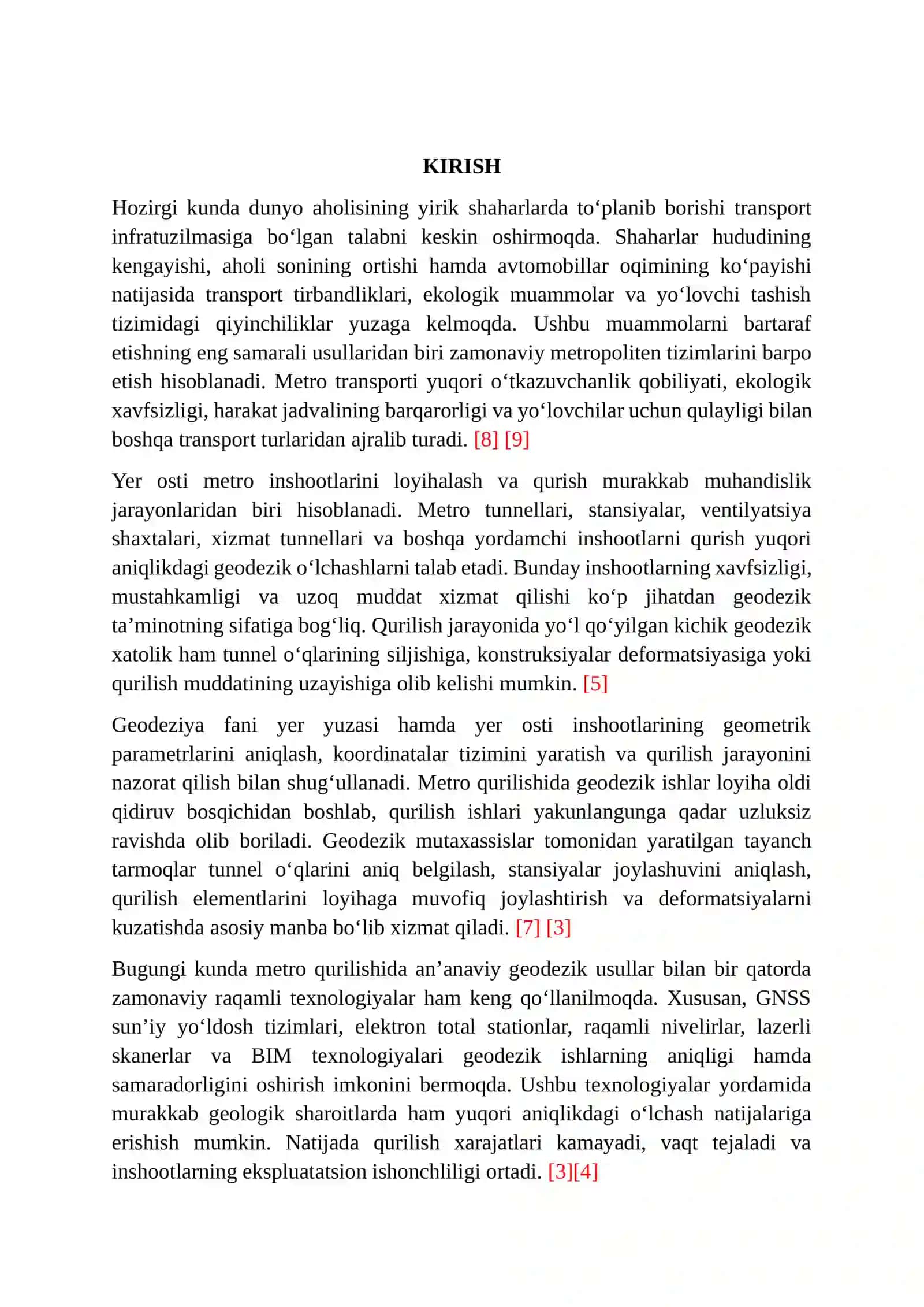 YER OSTI METRO INSHOOTLARINI LOYIHALASHDA GEODEZIK ISHLARNING NAZARIY ASOSLARI 2