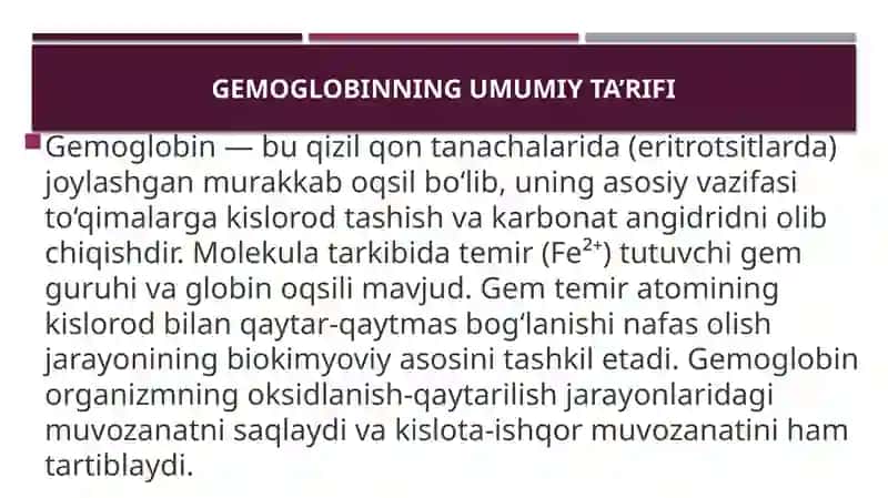 Gemoglobin haqida 2