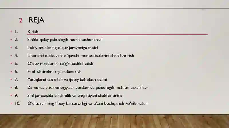 Sinfda qulay psixologik muhit yaratishning samarali usullarini ishlab chiqish 2