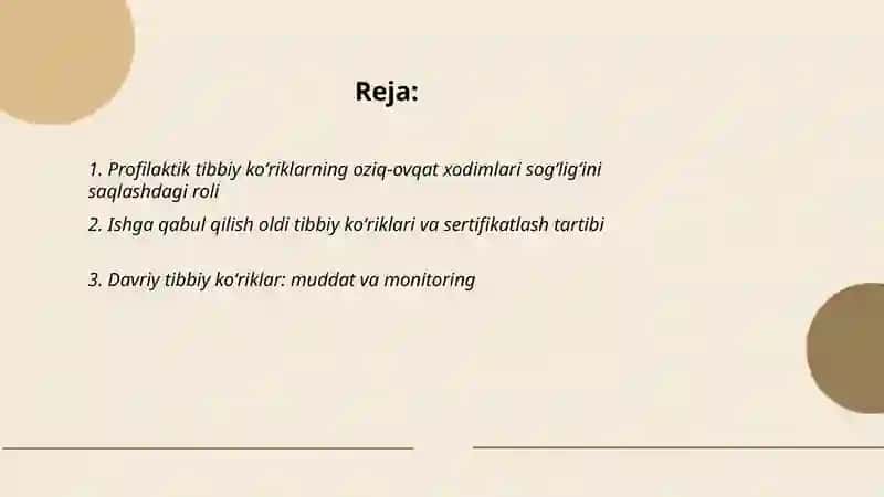 Oziq ovqat korxonalari xodimlarining profilaktik tibbiy koʻriklari va ahold salomatligini saqlashdagi ahamiyati 2