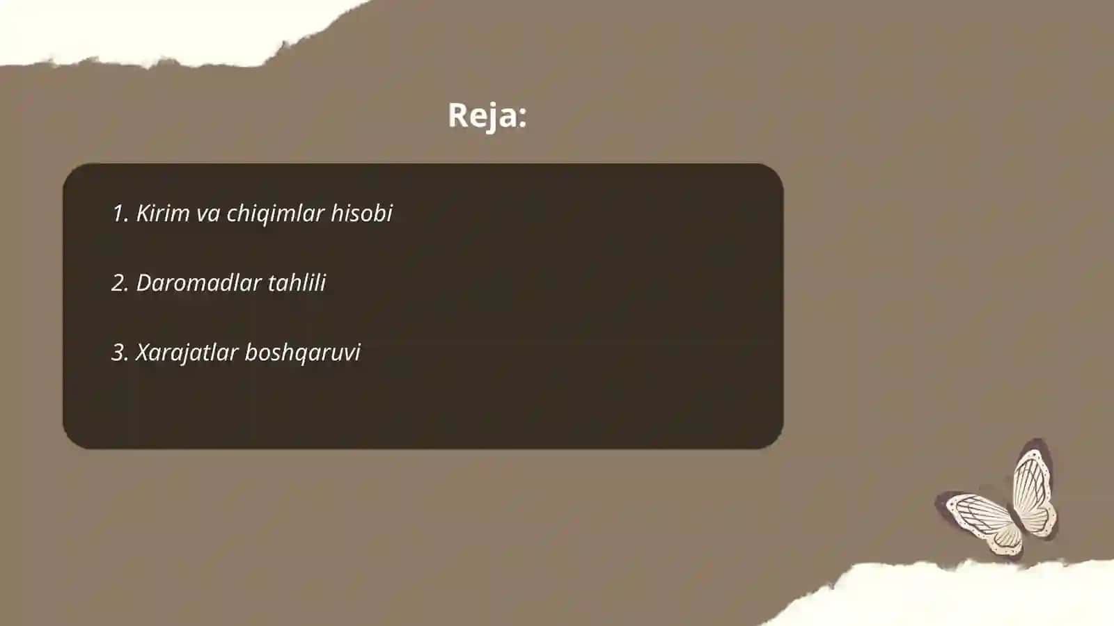 Kirim va chiqimlar hisobi 2
