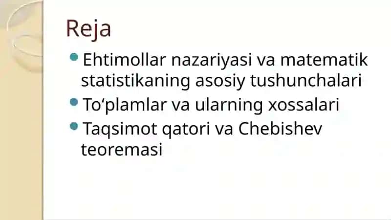 Ehtimollarnazariyasi va matematik statistika 2