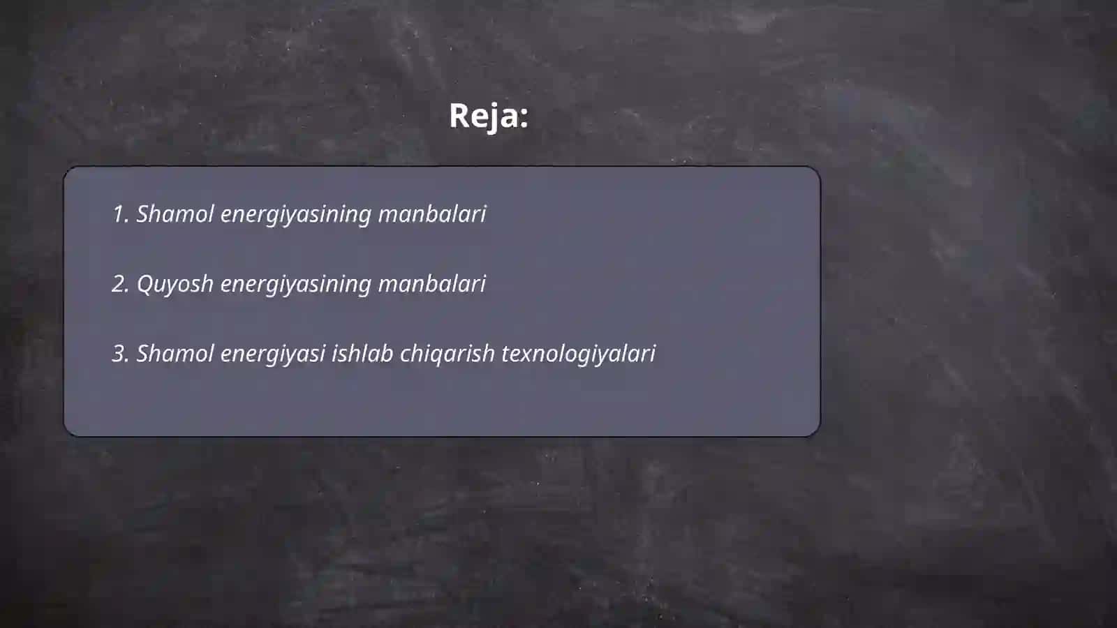 Shamol va quyosh energiyalari zaxiralari 2