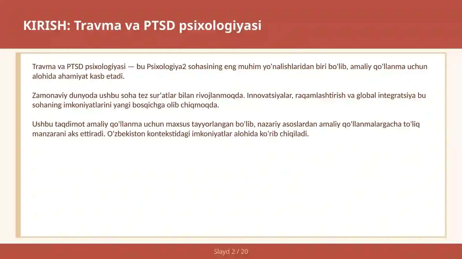 Travma va PTSD psixologiyasi 2