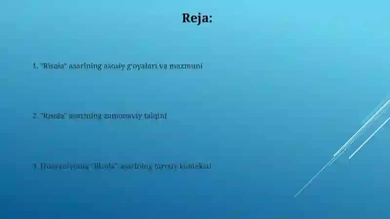 Husayniyning" Risola"asarinitahlilqilish 2