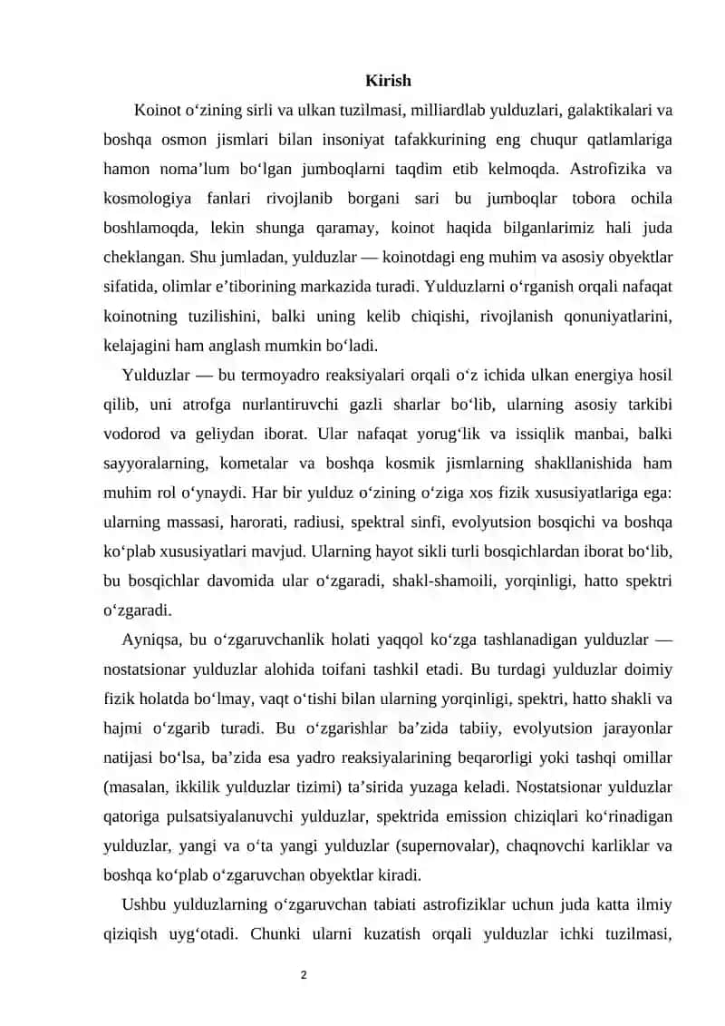 Nostatsionar yulduzlar 2