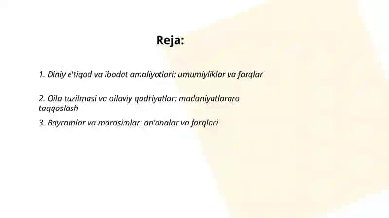 Diniy e'tiqod va ibodat amaliyotlari 2