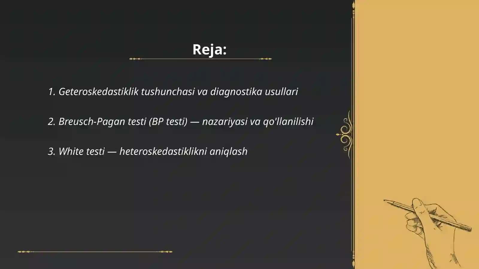Geteroskedastiklik uchun test 2