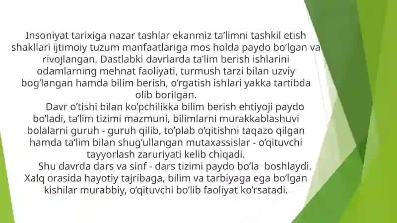 Ta’limni tashkil etishning noan’anaviy shakllari. 2
