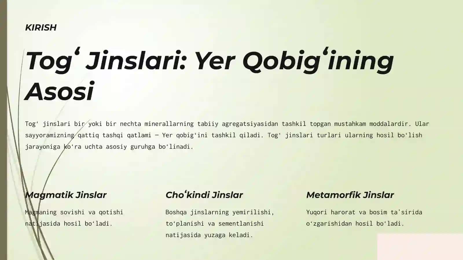 Togʻ Jinslari Minerallar 2